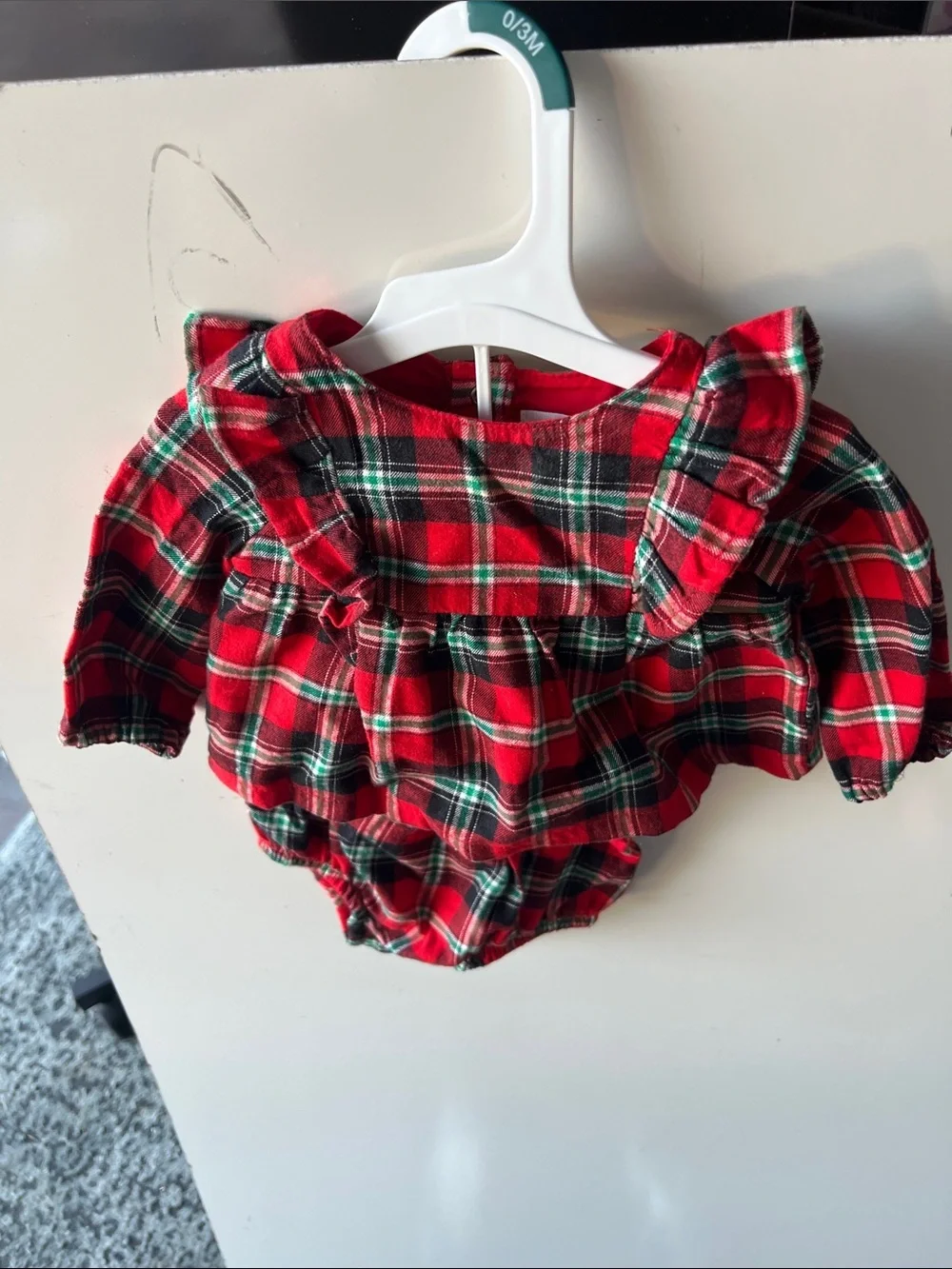 Cat & Jack Red Green Plaid Baby Matching Set